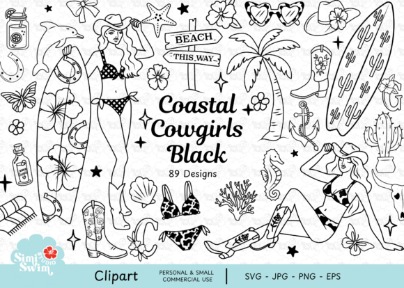 Coastal Cowgirls Black Line Clipart Review