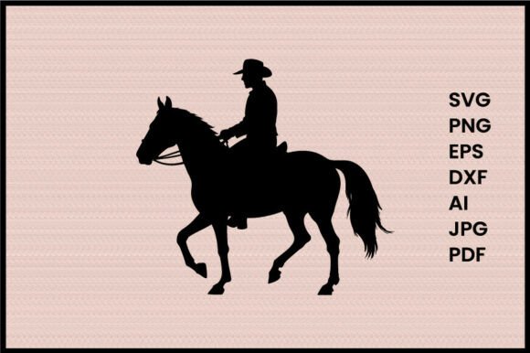 Farmer Riding Horse Illustration: A Silhouette for Embroidery Projects