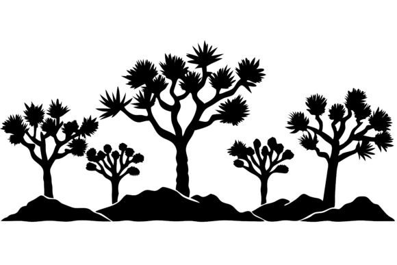 Joshua Trees Row Silhouette: A Natural Fit for Desert-Inspired Embroidery Projects