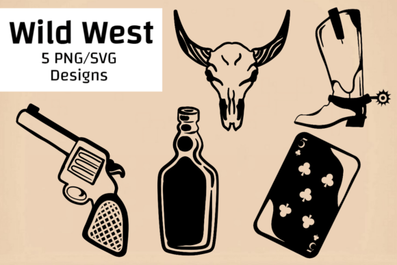 Wild West Clipart Set: A Bold Embroidery Design for Rugged Projects